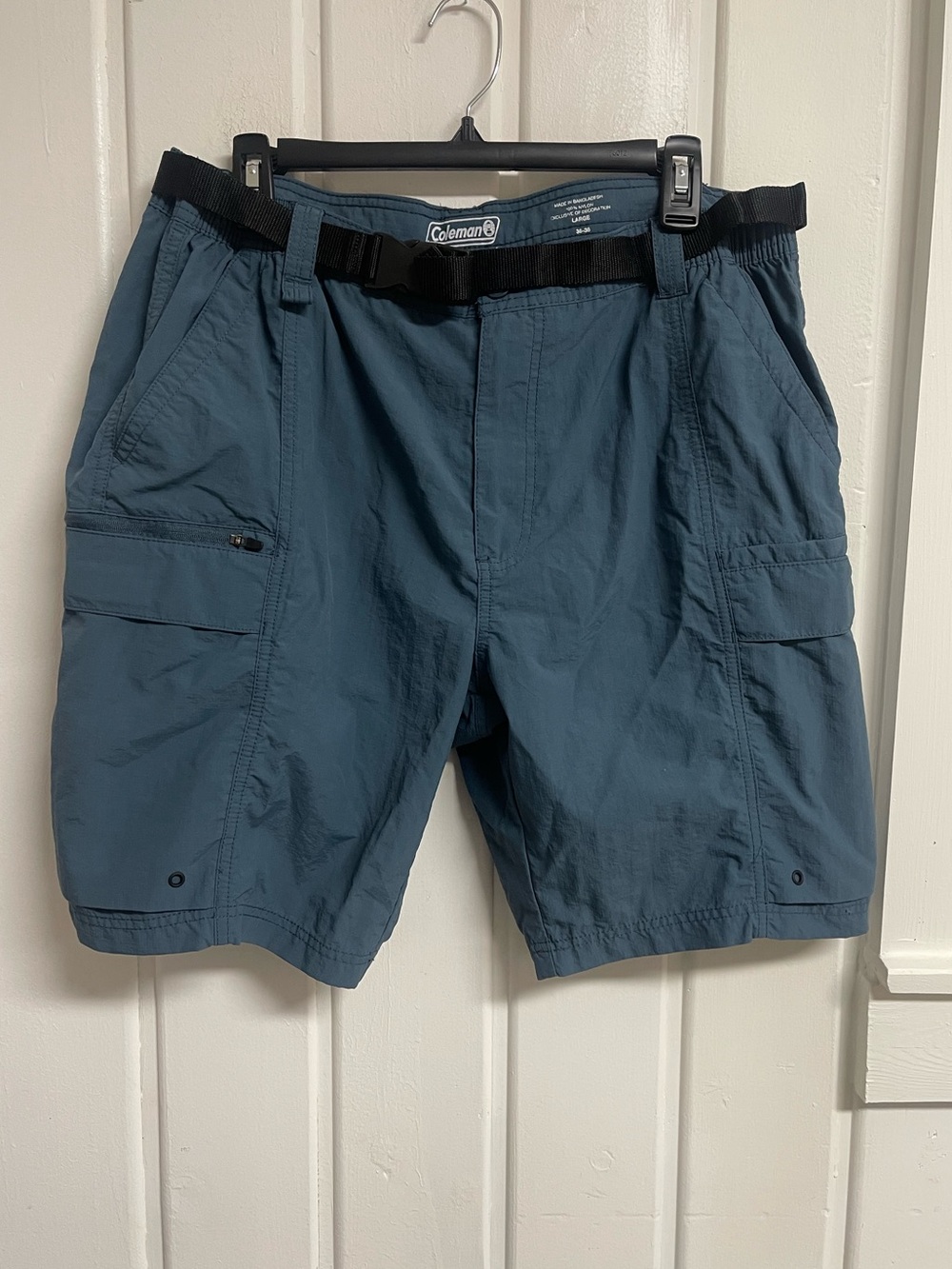 Coleman Men’s Large Cargo Shorts 36–38 Blue Nylon Outdoor Hiking